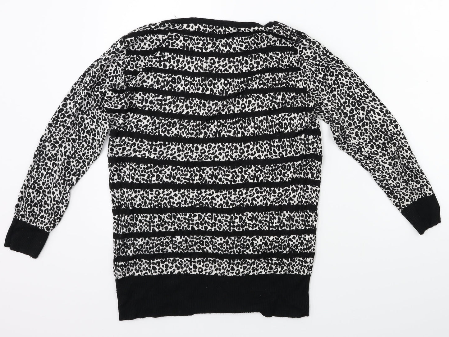 Debehams Womens Black Animal Print  Pullover Jumper Size 12