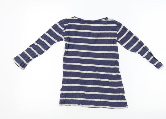 NEXT Girls Blue Striped  Basic T-Shirt Size 4 Years  - Star