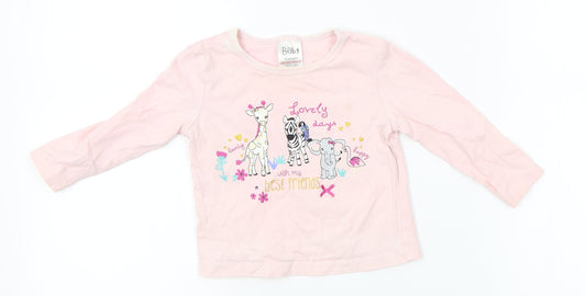 peacock Girls Pink   Basic T-Shirt Size 18-24 Months  - animal
