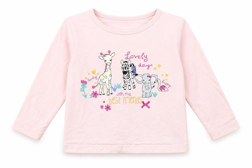Peacocks Girls Pink   Basic T-Shirt Size 18-24 Months  - animal