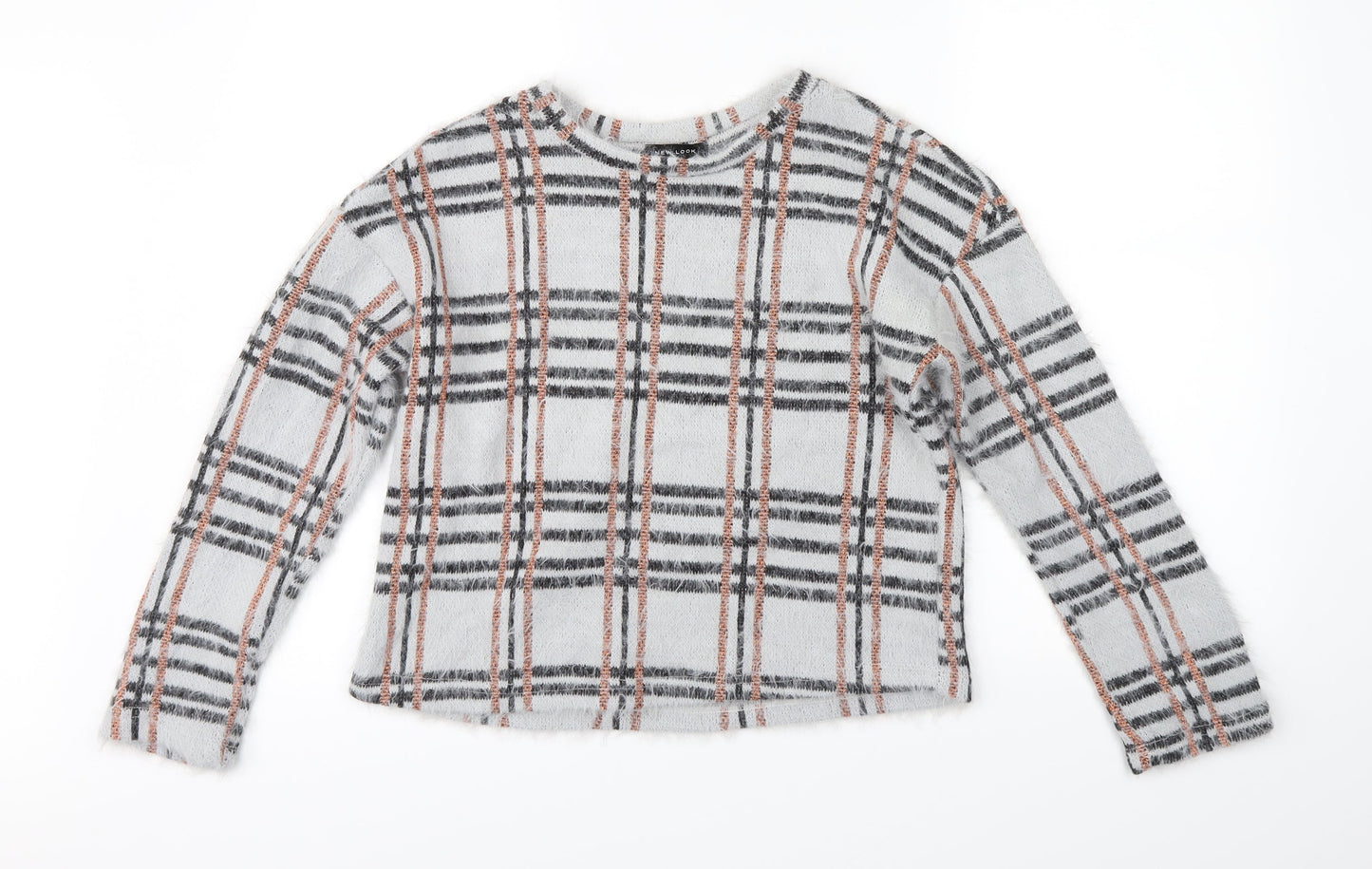New Look Womens Grey Check  Pullover Jumper Size S