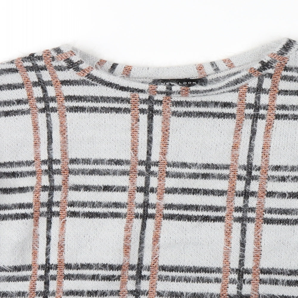 New Look Womens Grey Check  Pullover Jumper Size S