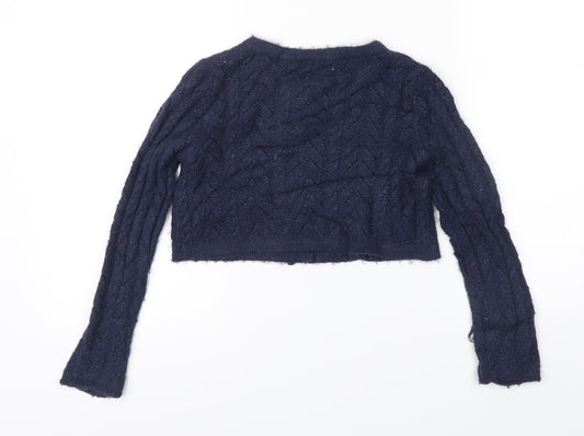 Yummi Girl Girls Blue Herringbone Knit Pullover Jumper Size 5-6 Years