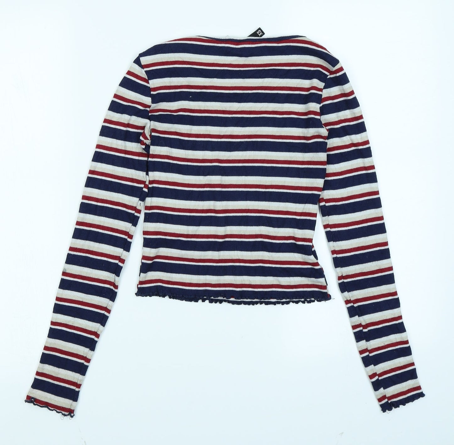 Divided Womens Blue Striped  Cropped T-Shirt Size XS