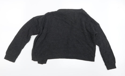 Boohoo Womens Grey  Knit Cardigan Jumper Size S