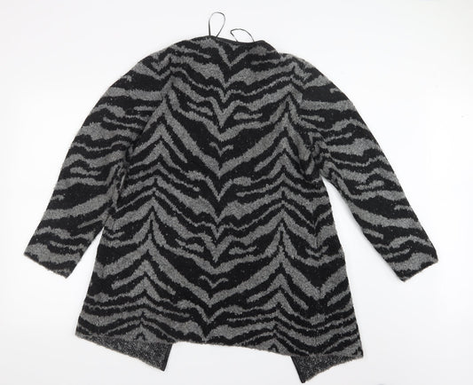 Alexara Womens Grey Geometric Knit Cardigan Jumper Size M