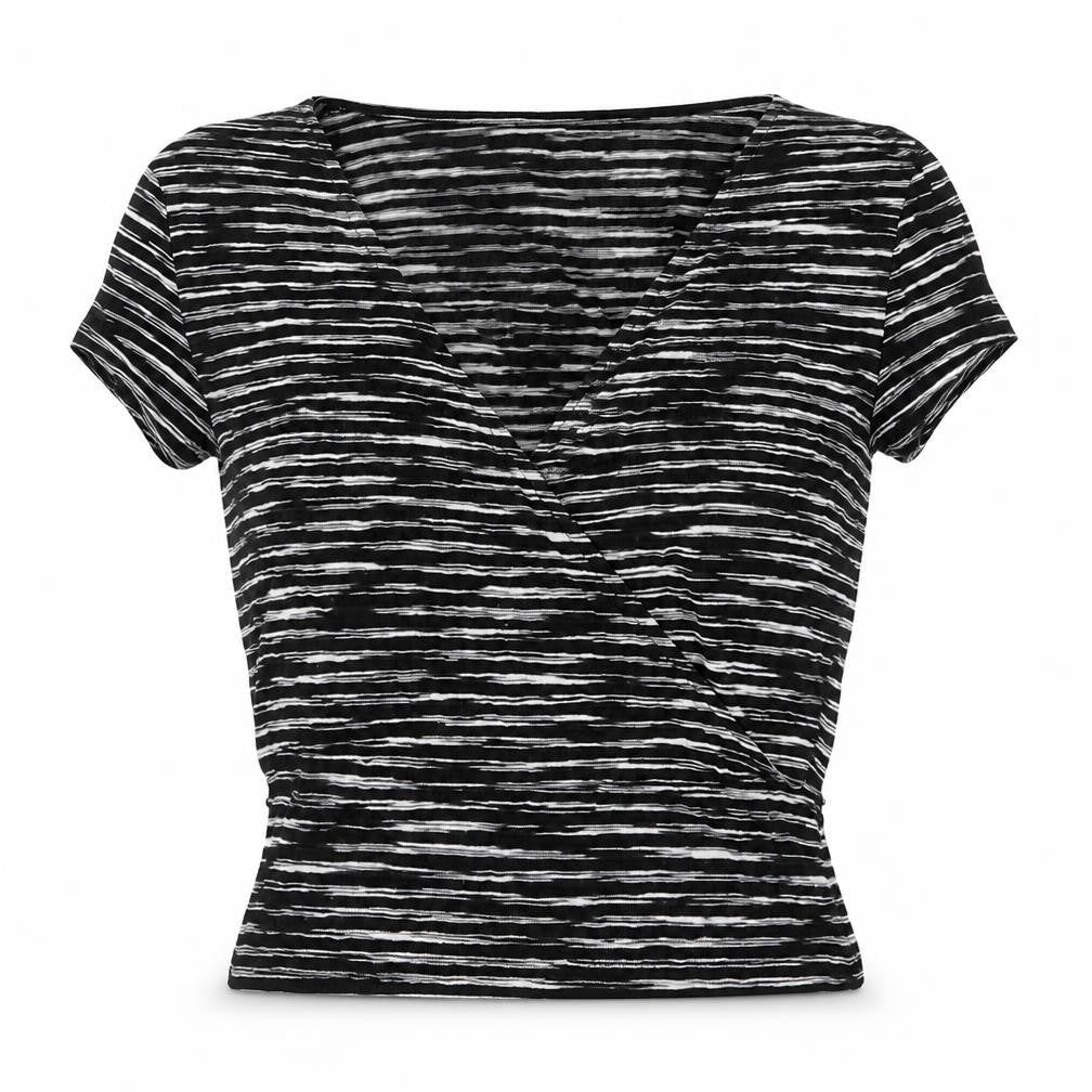 Miss Selfridge Womens Black Striped  Basic T-Shirt Size 8