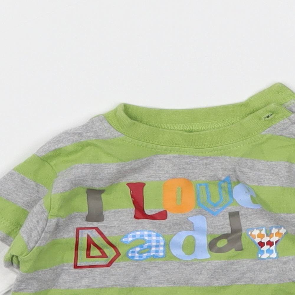 Cherokee Boys Green Striped  Basic T-Shirt Size Newborn