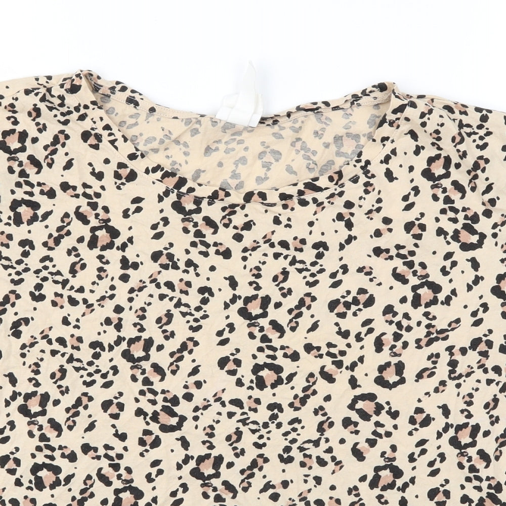 H&M Womens Brown Animal Print  Basic T-Shirt Size S
