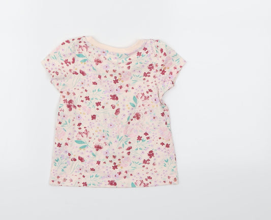 SO CUTE Girls Pink Floral  Basic T-Shirt Size 9-12 Months