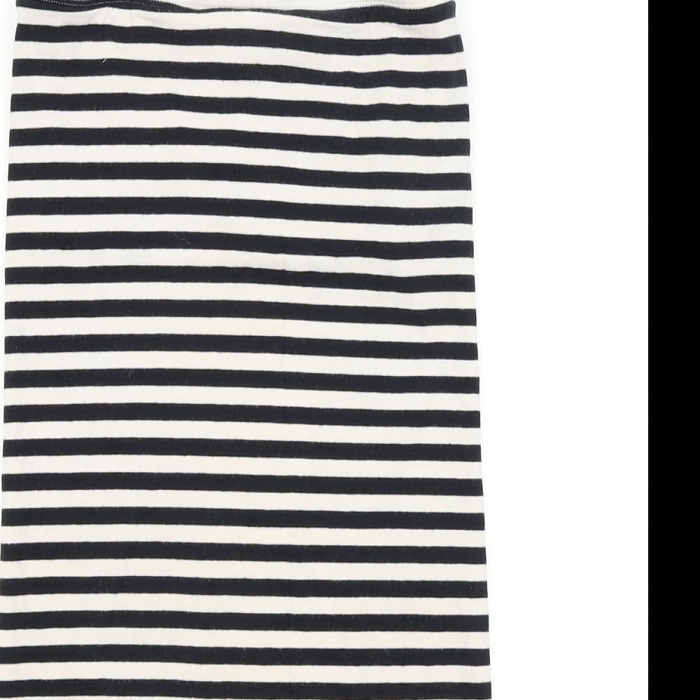 Topshop Womens Black Striped  Tunic T-Shirt Size 8