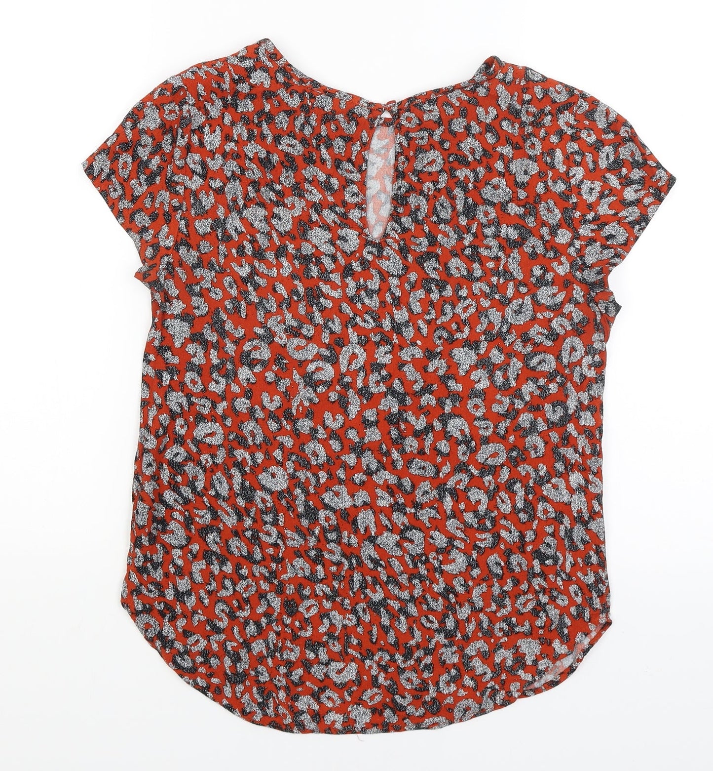H&M Womens Red Animal Print  Basic T-Shirt Size 8