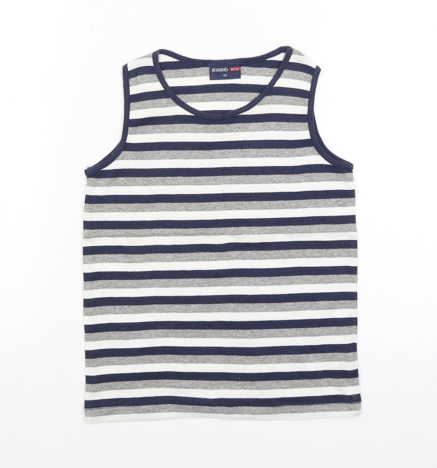 Designers Boys Boys Blue Striped  Basic Tank Size 7 Years