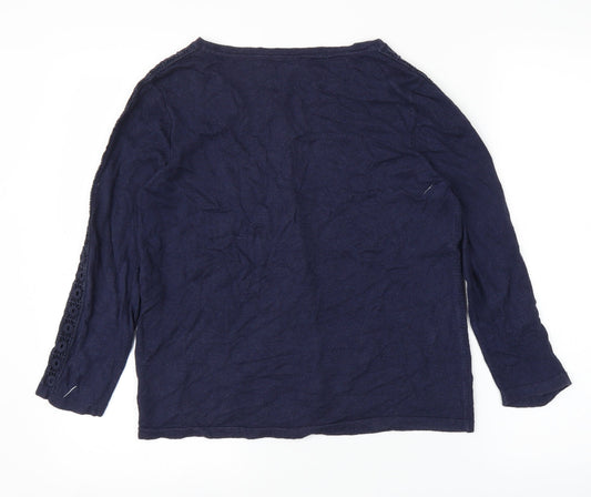 Monsoon Womens Blue Floral  Cardigan Jumper Size 10