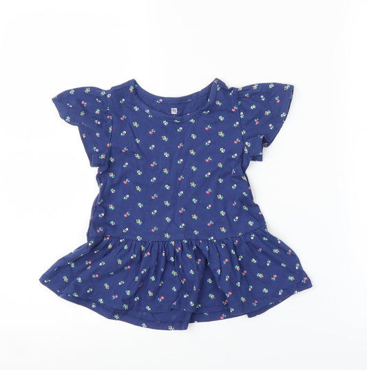 Gap Girls Blue Floral  Tunic Blouse Size 2 Years