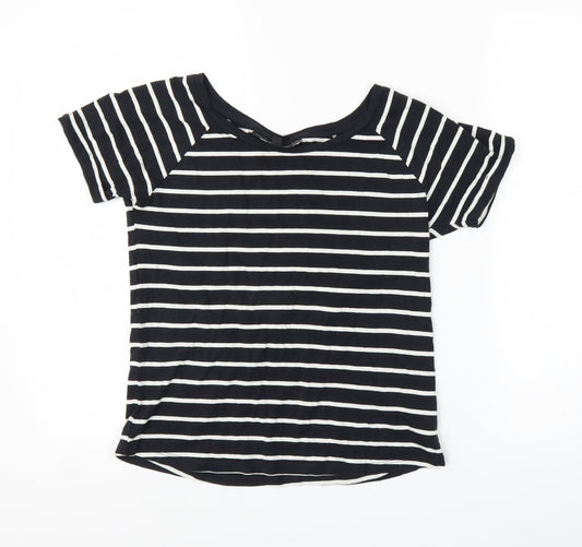 Topshop Womens Blue Striped  Basic T-Shirt Size 4