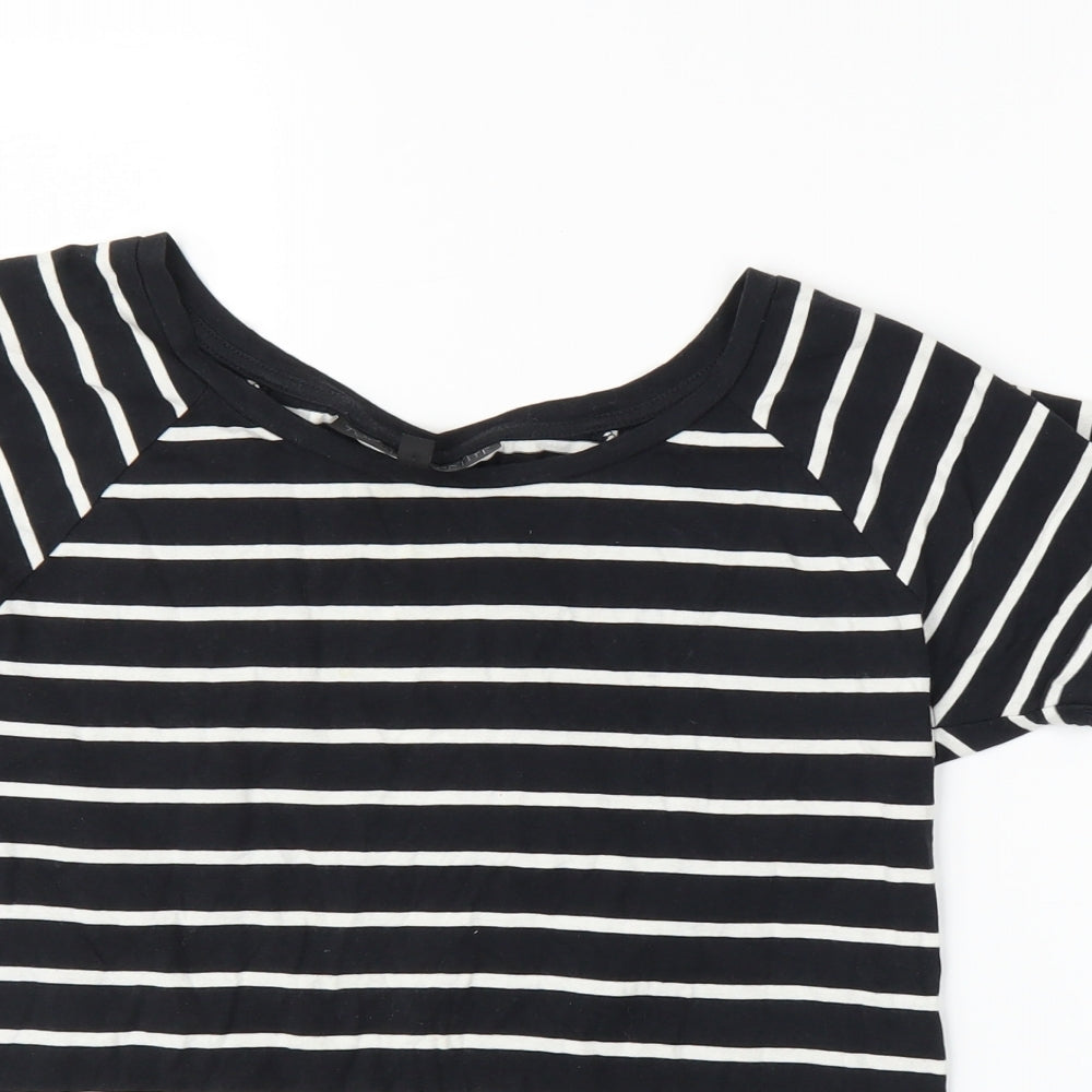 Topshop Womens Blue Striped  Basic T-Shirt Size 4