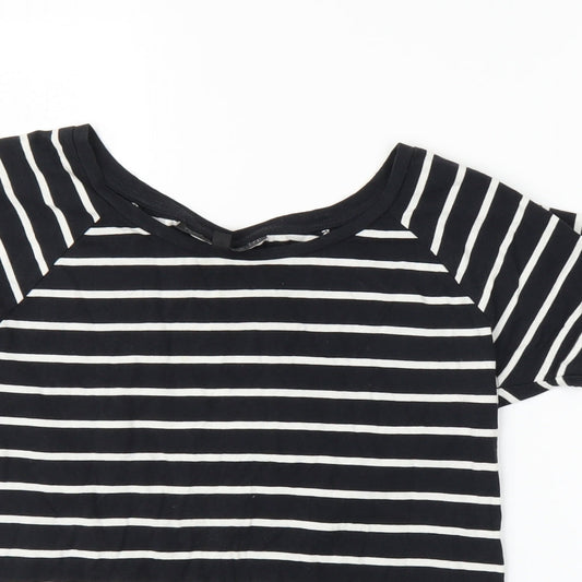 Topshop Womens Blue Striped  Basic T-Shirt Size 4