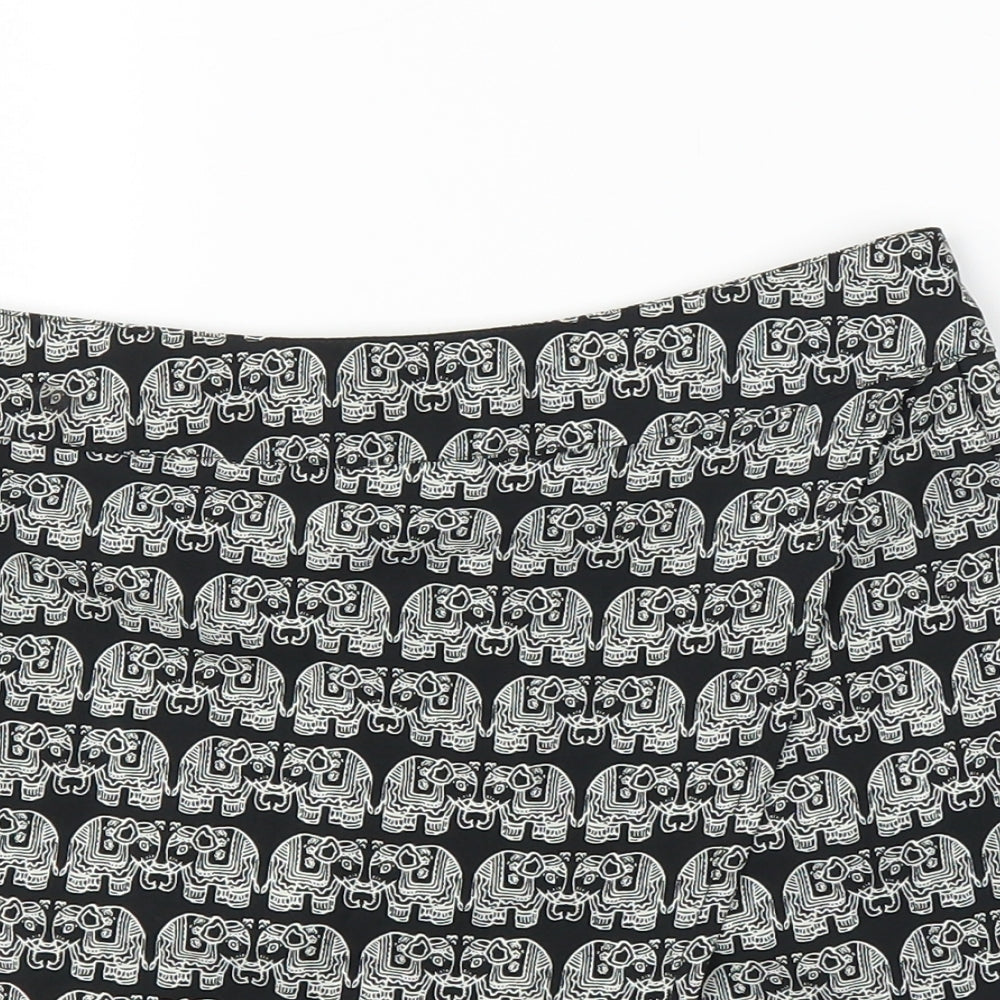 Primark Womens Black Animal Print  Cut-Off Shorts Size 8