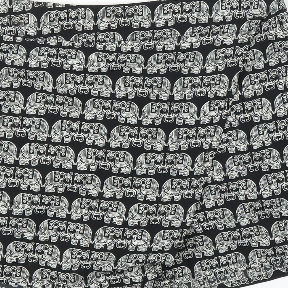 Primark Womens Black Animal Print  Cut-Off Shorts Size 8