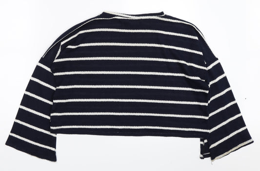 Boohoo Womens Blue Striped  Pullover Jumper Size 12