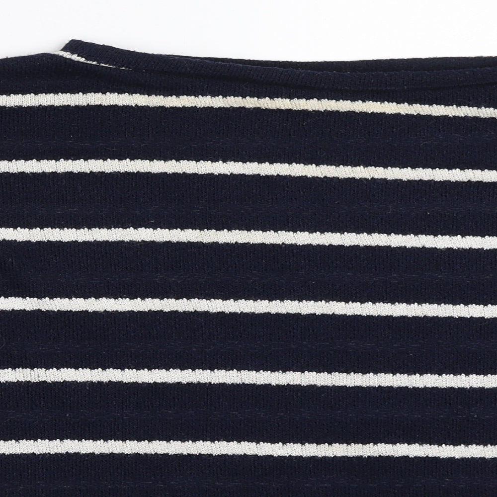 Boohoo Womens Blue Striped  Pullover Jumper Size 12