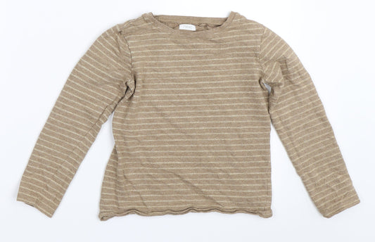 NEXT Girls Beige Striped  Basic T-Shirt Size 8 Years