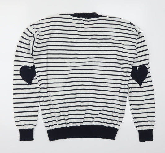 Sheinside Womens Blue Striped  Pullover Jumper Size M  - Love Hearts