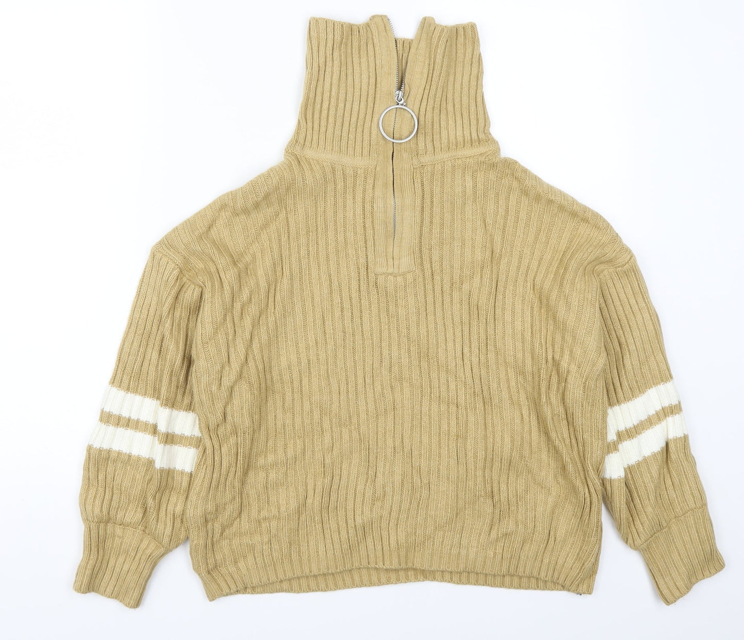Neon Rose Womens Beige Striped  Pullover Jumper Size M