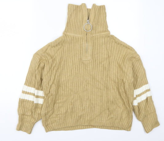 Neon Rose Womens Beige Striped  Pullover Jumper Size M
