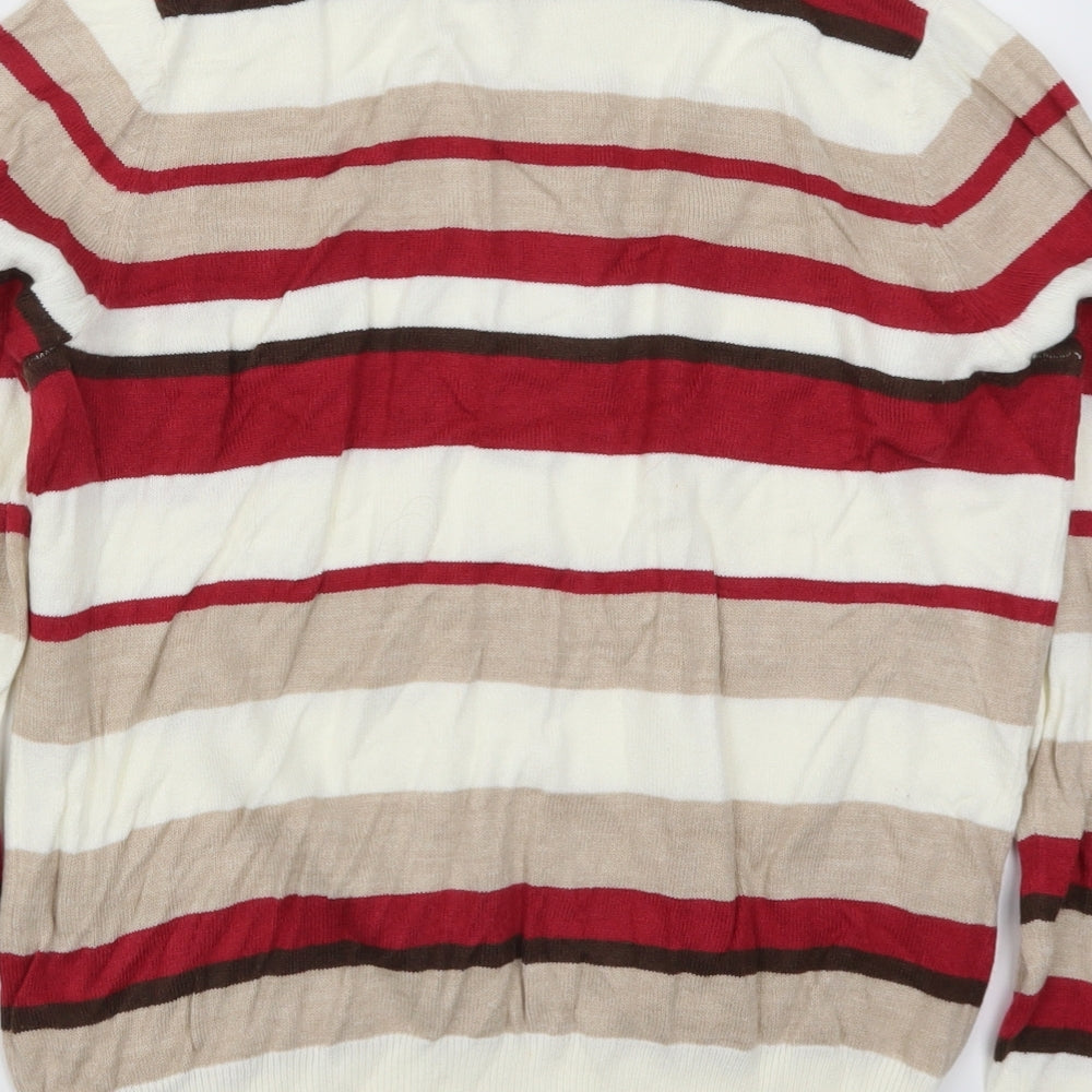 BHS Womens Red Striped Knit Pullover Jumper Size 16  - Beige