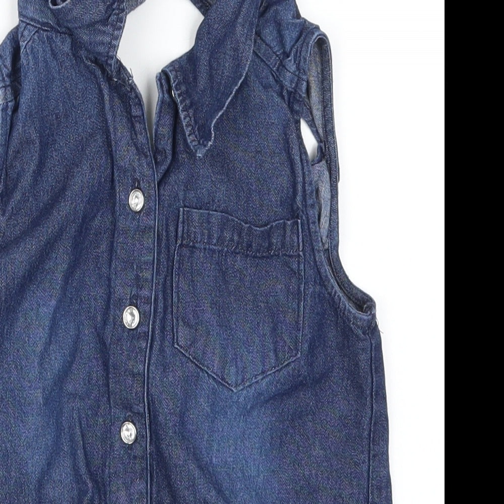 Penny M Girls Blue  Denim Basic Button-Up Size 7 Years