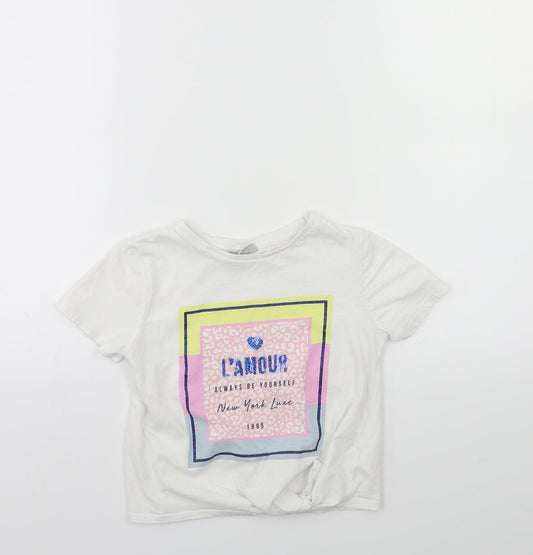 Matalan Girls White   Basic T-Shirt Size 7 Years