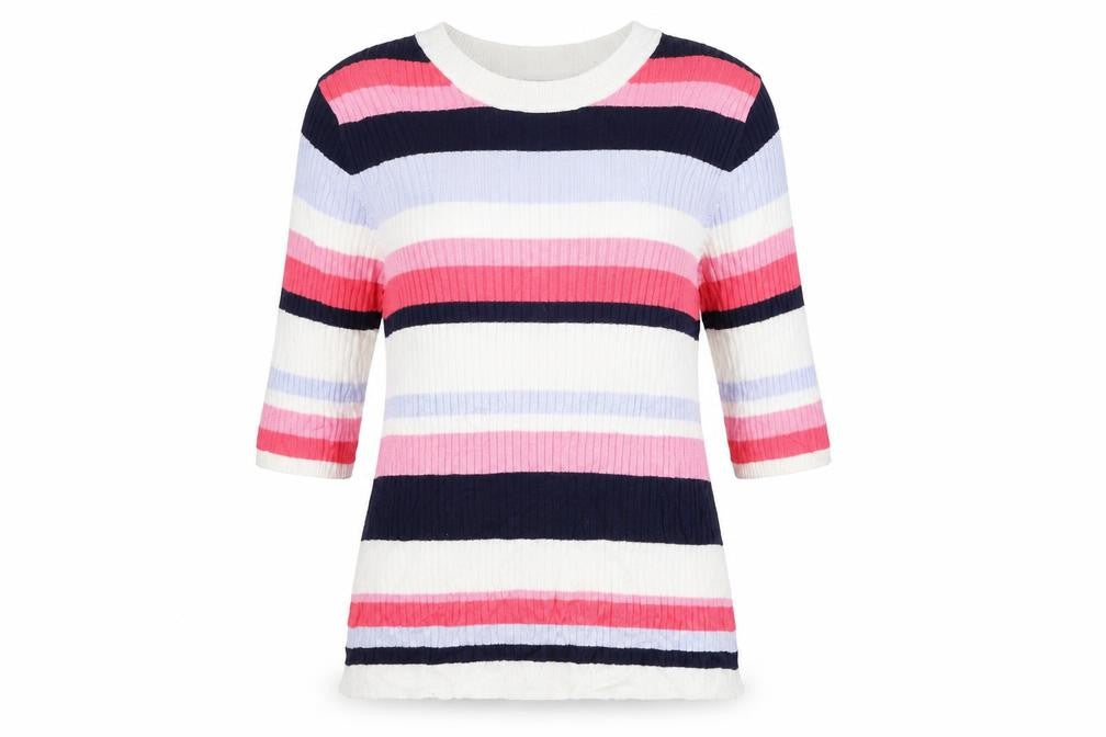 Marks & Spencer Womens Pink Striped Knit Pullover Jumper Size 12