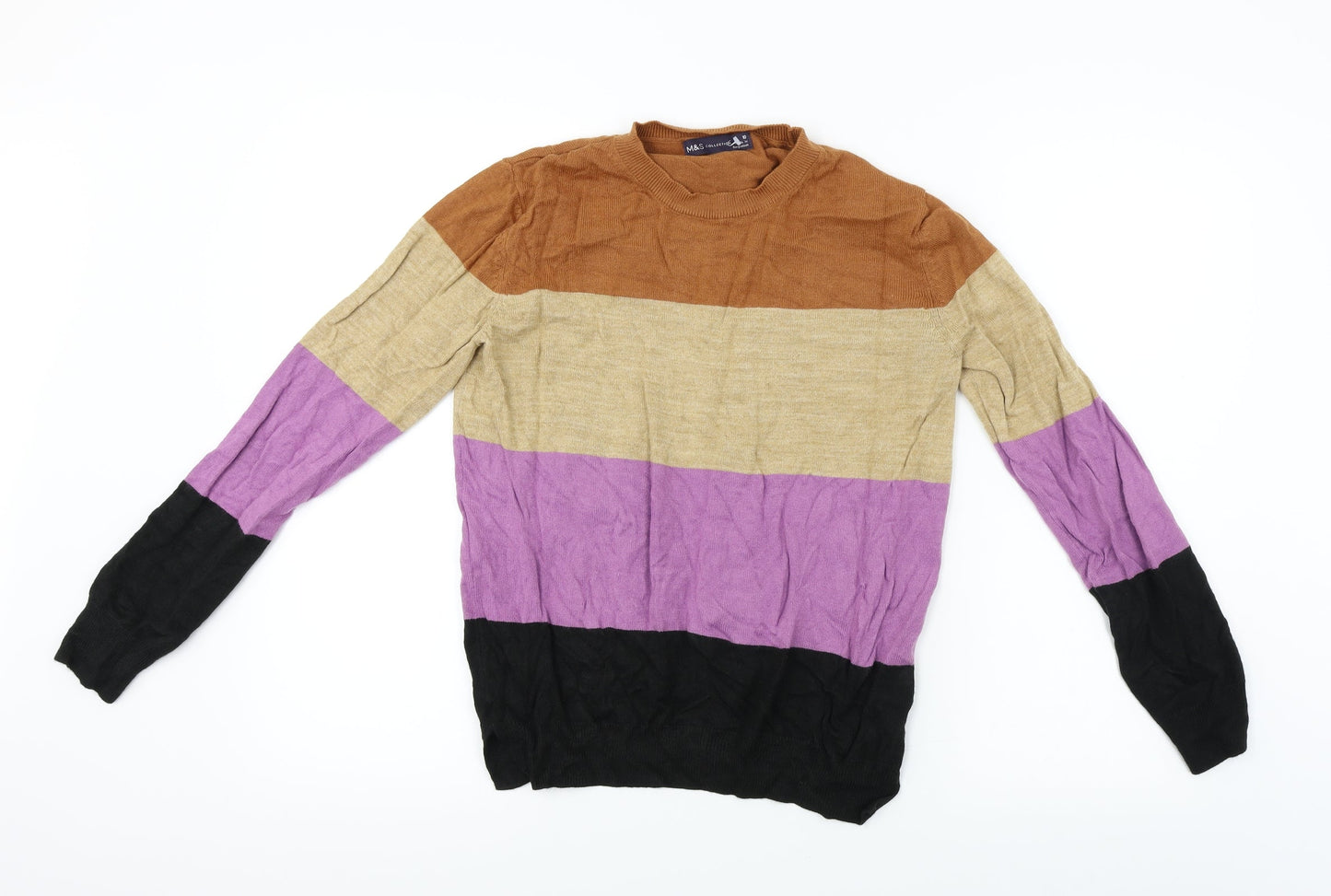 Marks and Spencer  Womens Beige Striped  Pullover Jumper Size 10