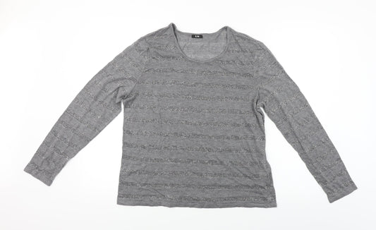 G.W  Womens Grey Striped  Basic Blouse Size 14