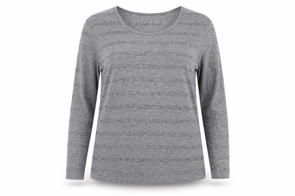 G.W  Womens Grey Striped  Basic Blouse Size 14