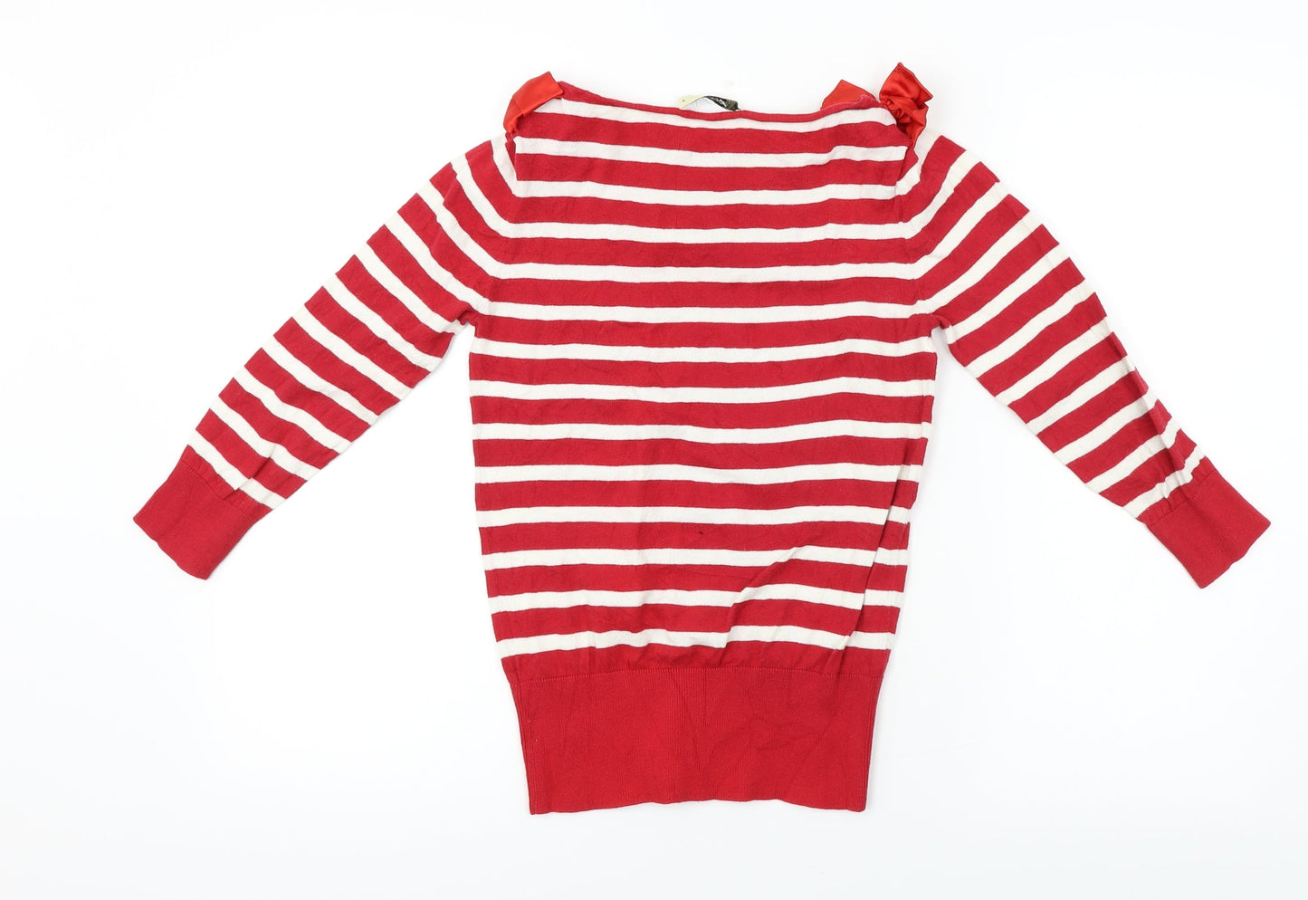 Oasis  Womens Red Striped  Pullover Jumper Size S