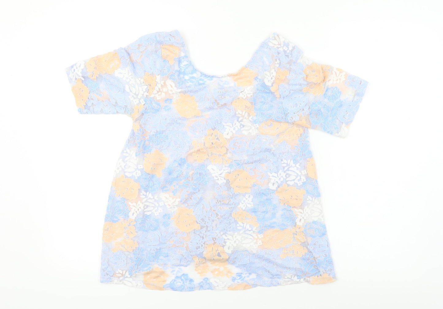 River Island  Womens Blue Floral  Basic T-Shirt Size 8