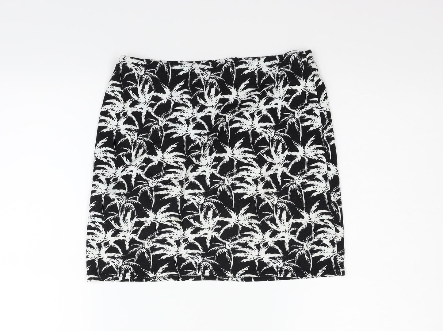 New Look Womens Black Geometric  Flare Skirt Size 12