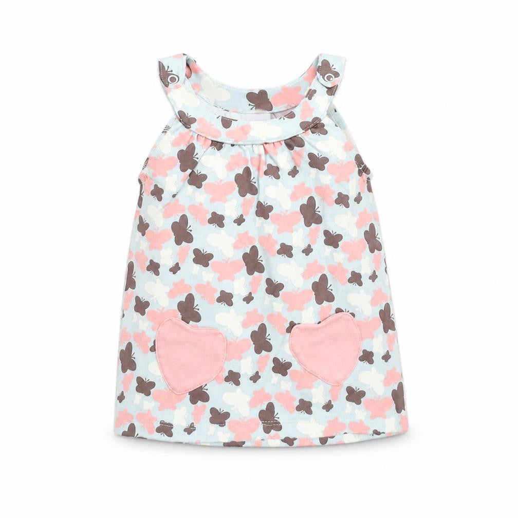 Front view of Adams Kids girls’ blue geometric fit & flare, size 6-9, months