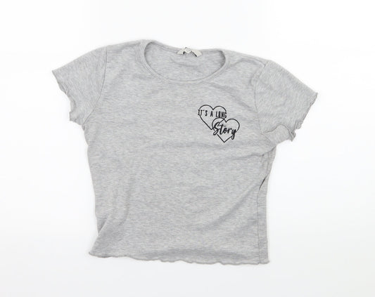 Miss Evie Girls Grey  Jersey Basic T-Shirt Size 11-12 Years  - It's a long story