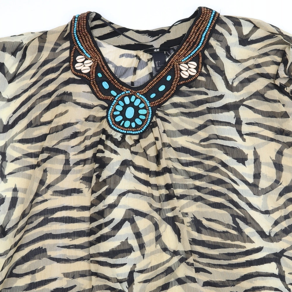 H&M Womens Brown Striped Chiffon Kaftan  Size 6  - Beach wear