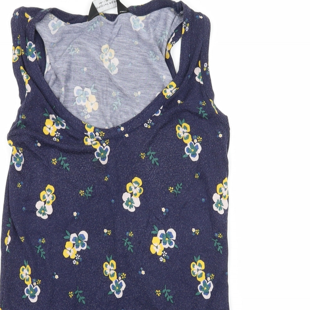 Dorothy Perkins Womens Blue Floral Jersey Basic Tank Size 8