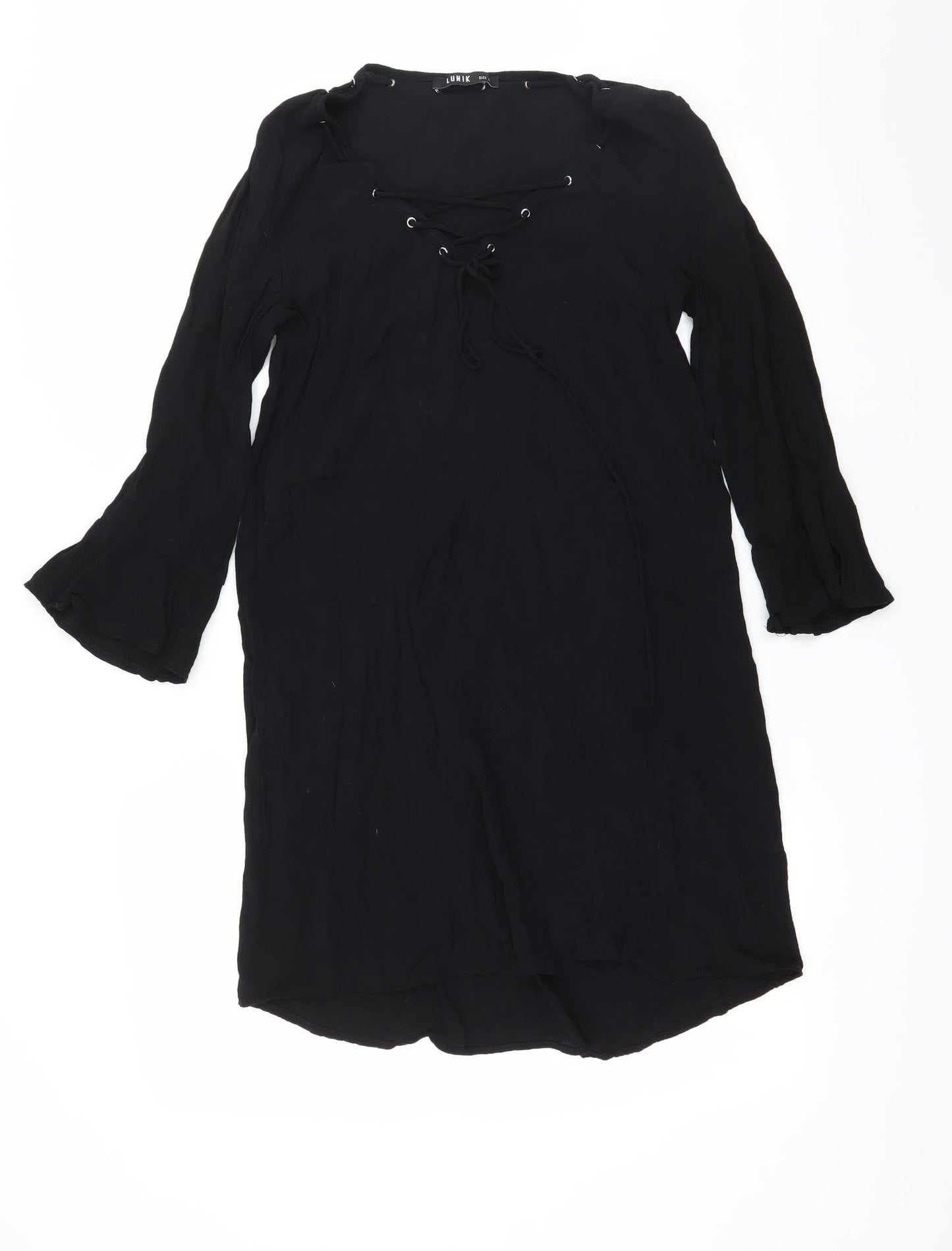 Lunik Womens Black   Basic Blouse Size M  - Lace up detail