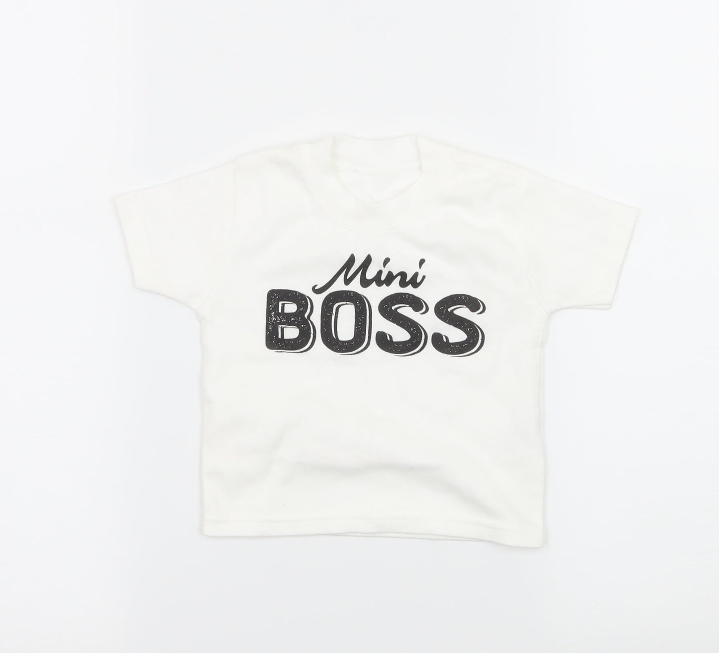 Preworn Baby White  Jersey Basic T-Shirt Size 0-3 Months  - Mini Boss