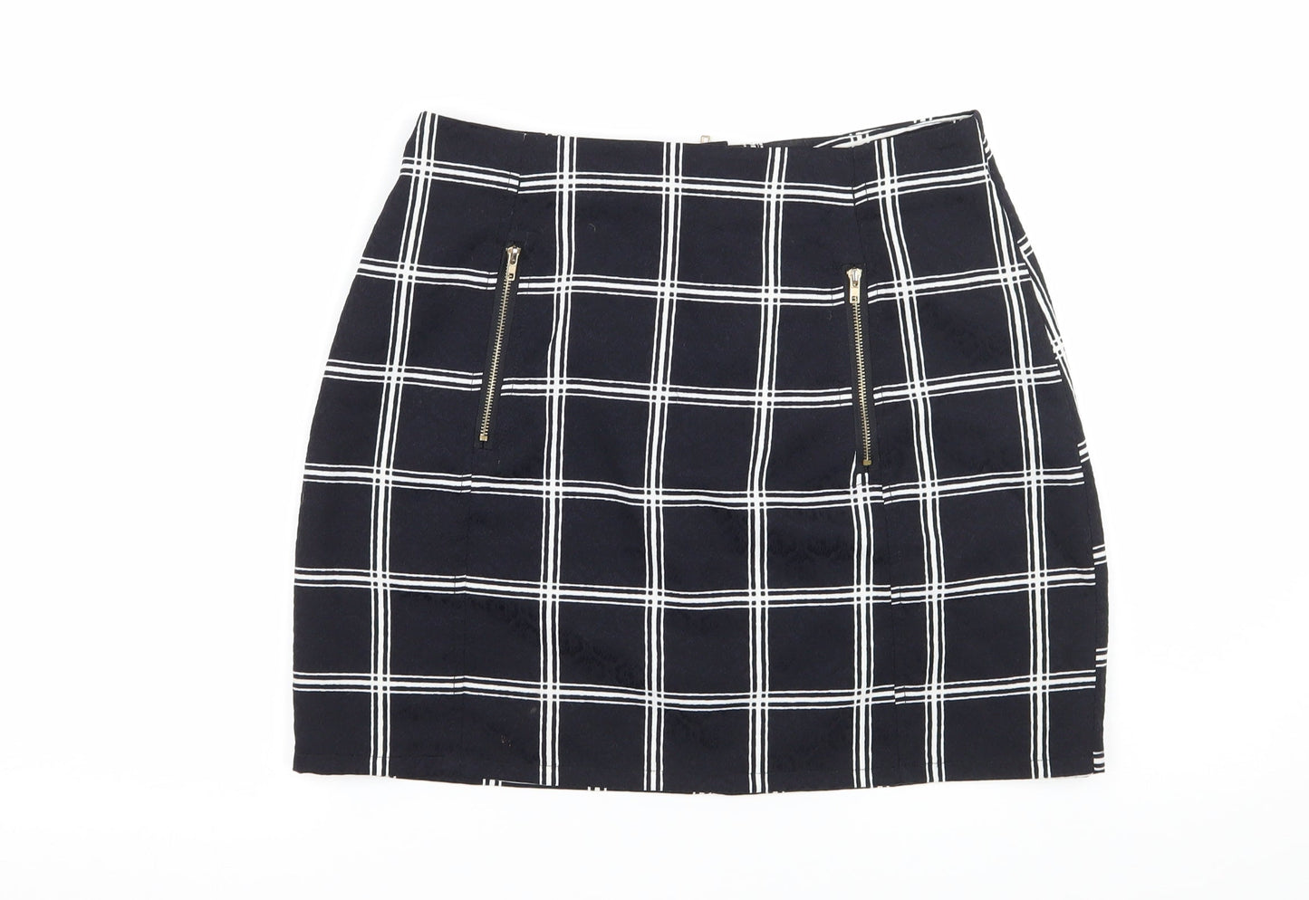 Urmoda Womens Black Check  Mini Skirt Size XS