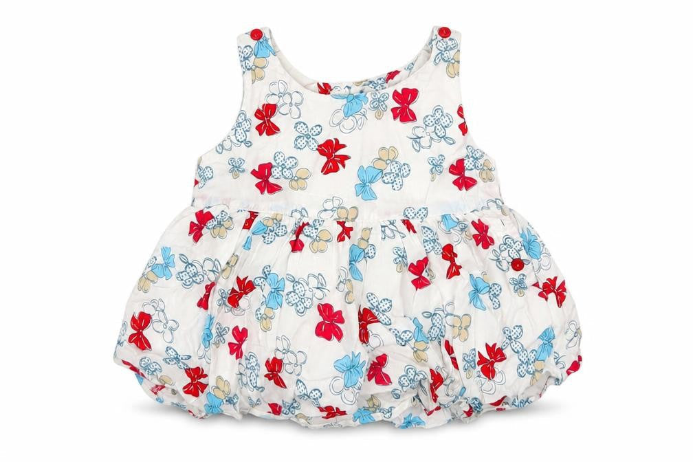 Front view of Marks & Spencer girls’ white geometric fit & flare, size 12-18, months
