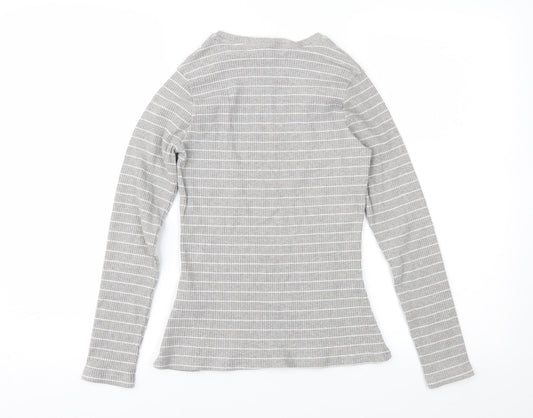 Marks and Spencer Girls Grey Striped  Pullover Jumper Size 12-13 Years