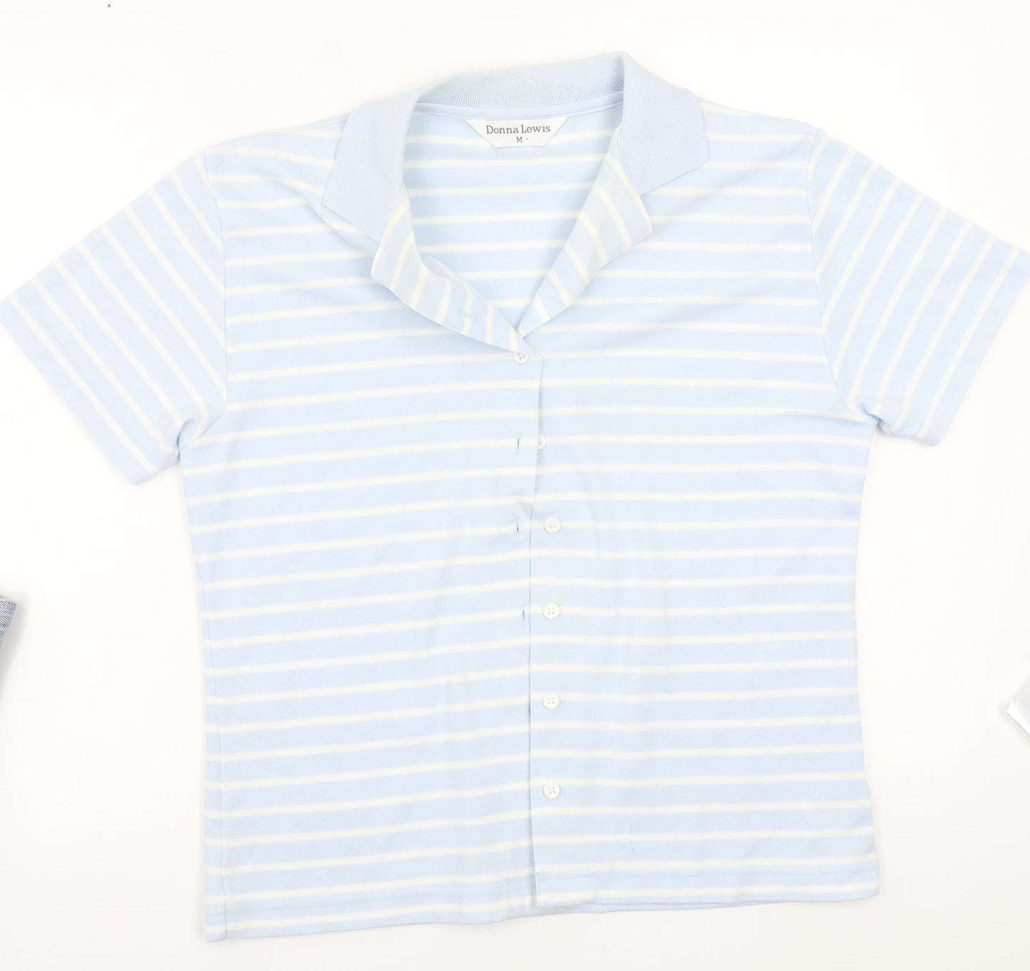 Donna lewis Womens Blue Striped  Basic Button-Up Size M